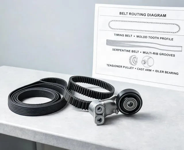 Dayco belt and hose components with diagnostic routing documentation